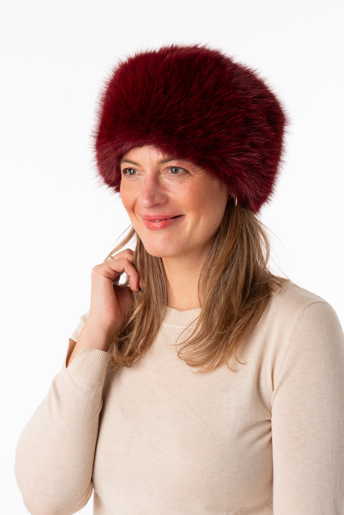 Karissa Classic Burgundy Long Hair Faux Fur Hat
