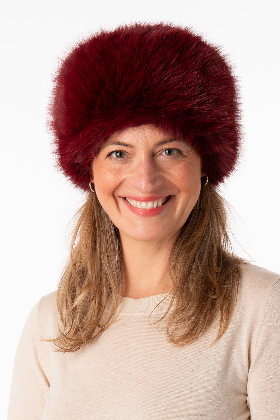 Karissa Classic Burgundy Long Hair Faux Fur Hat