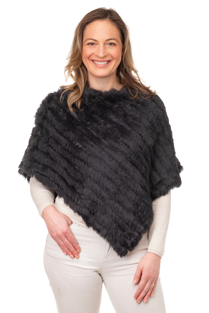Edda Dark Grey Fur Poncho