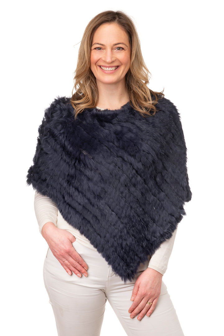Edda Navy Blue Fur Poncho