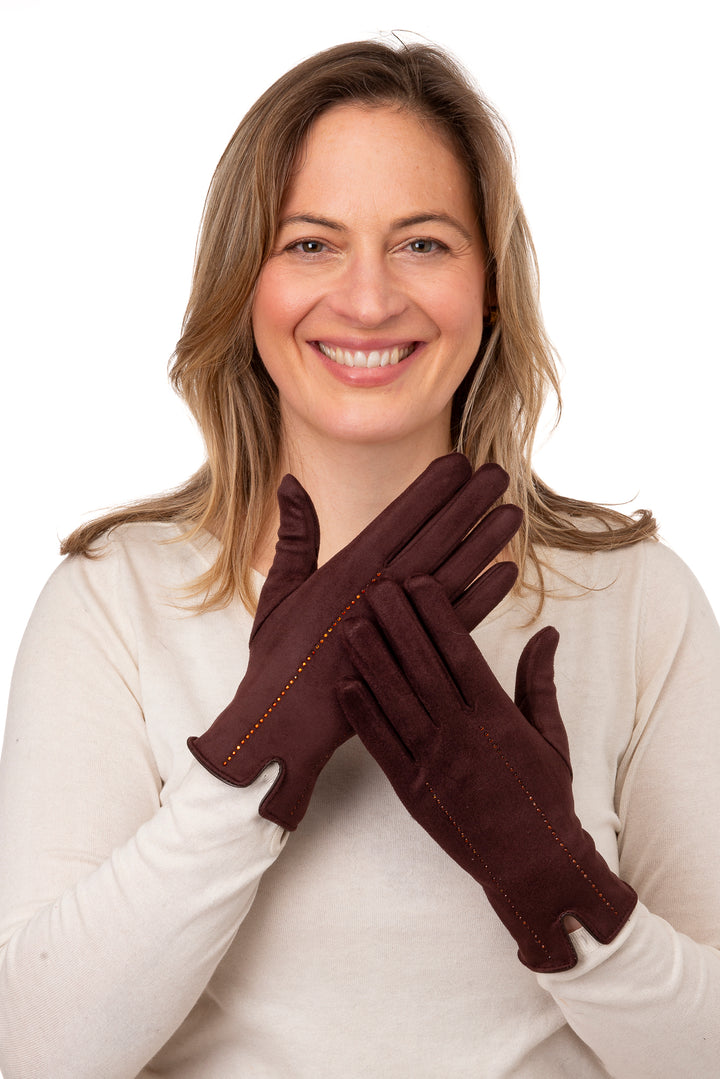 Giotta Plum Suede and Diamante Glove