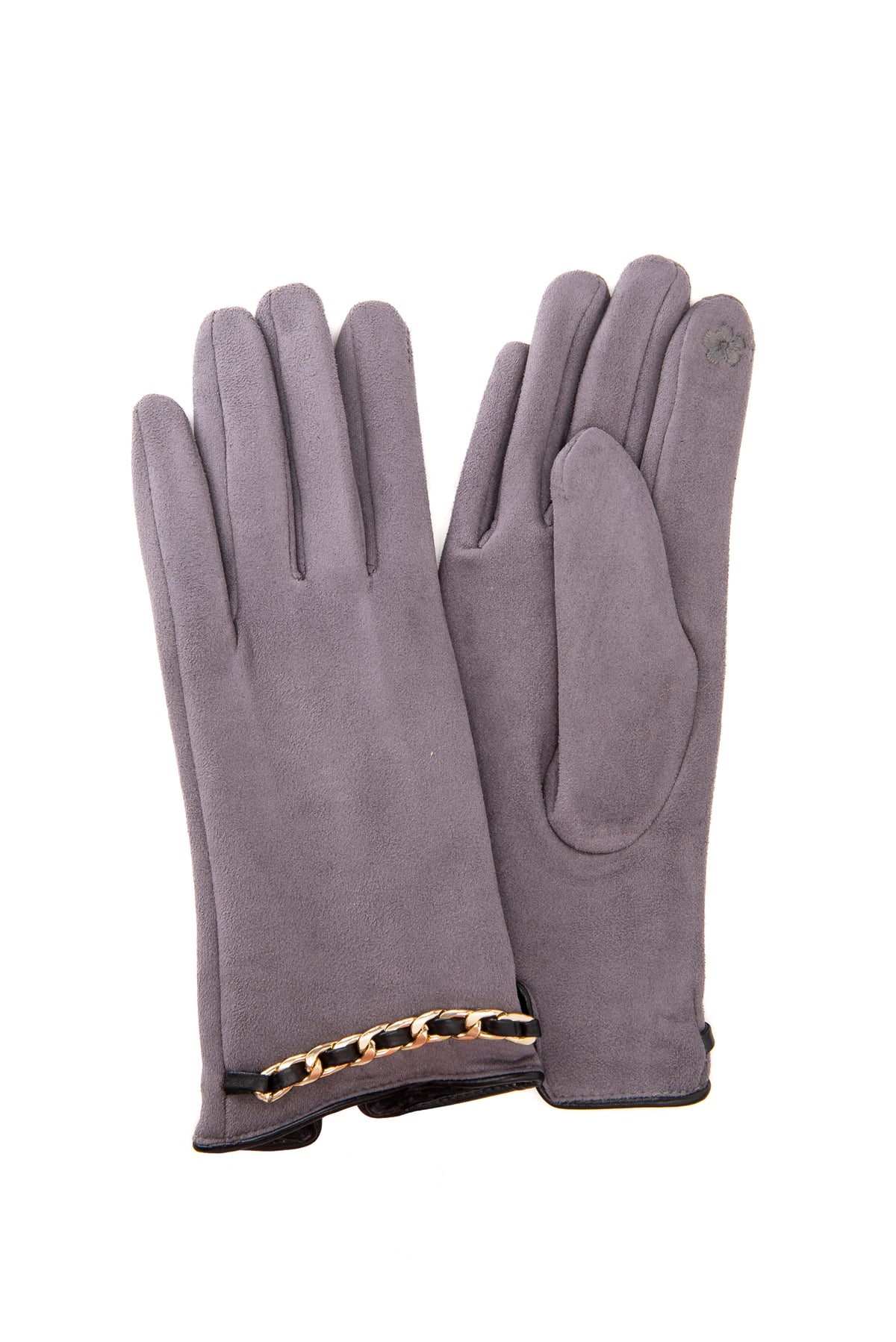 Micola Grey Suedette With Gold Trim Glove