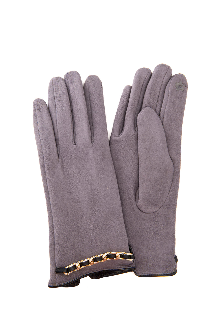 Micola Grey Suedette With Gold Trim Glove
