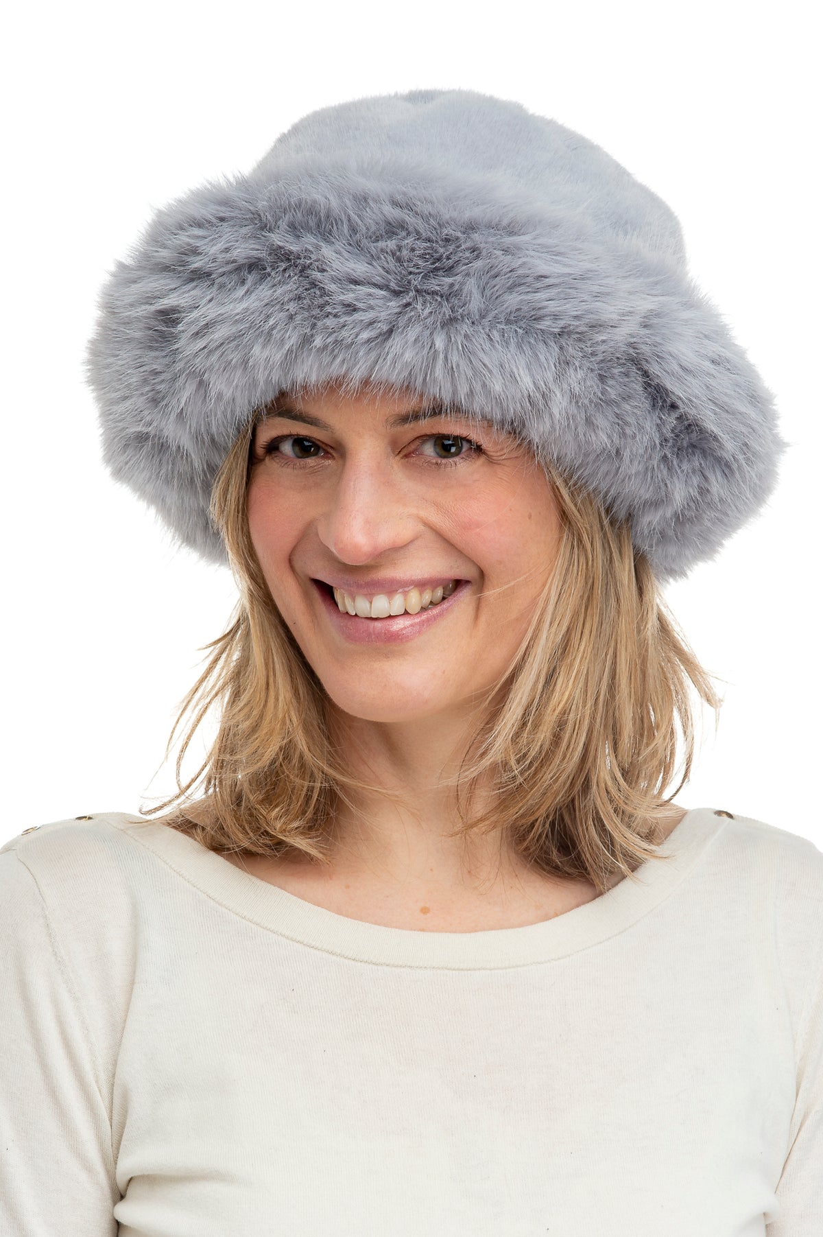 Adelina Grey Faux Fur Paddington Hat