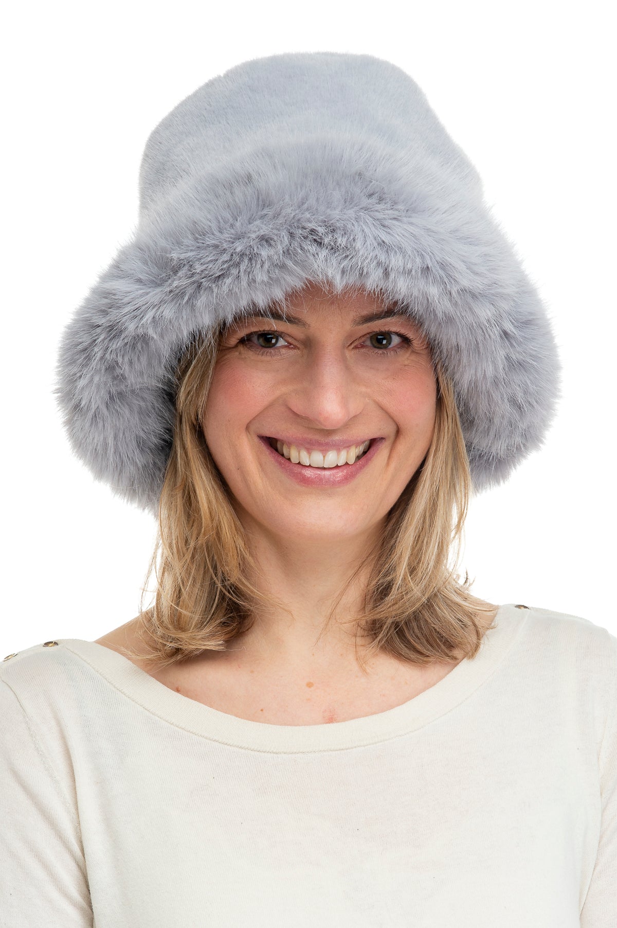 Adelina Grey Faux Fur Paddington Hat