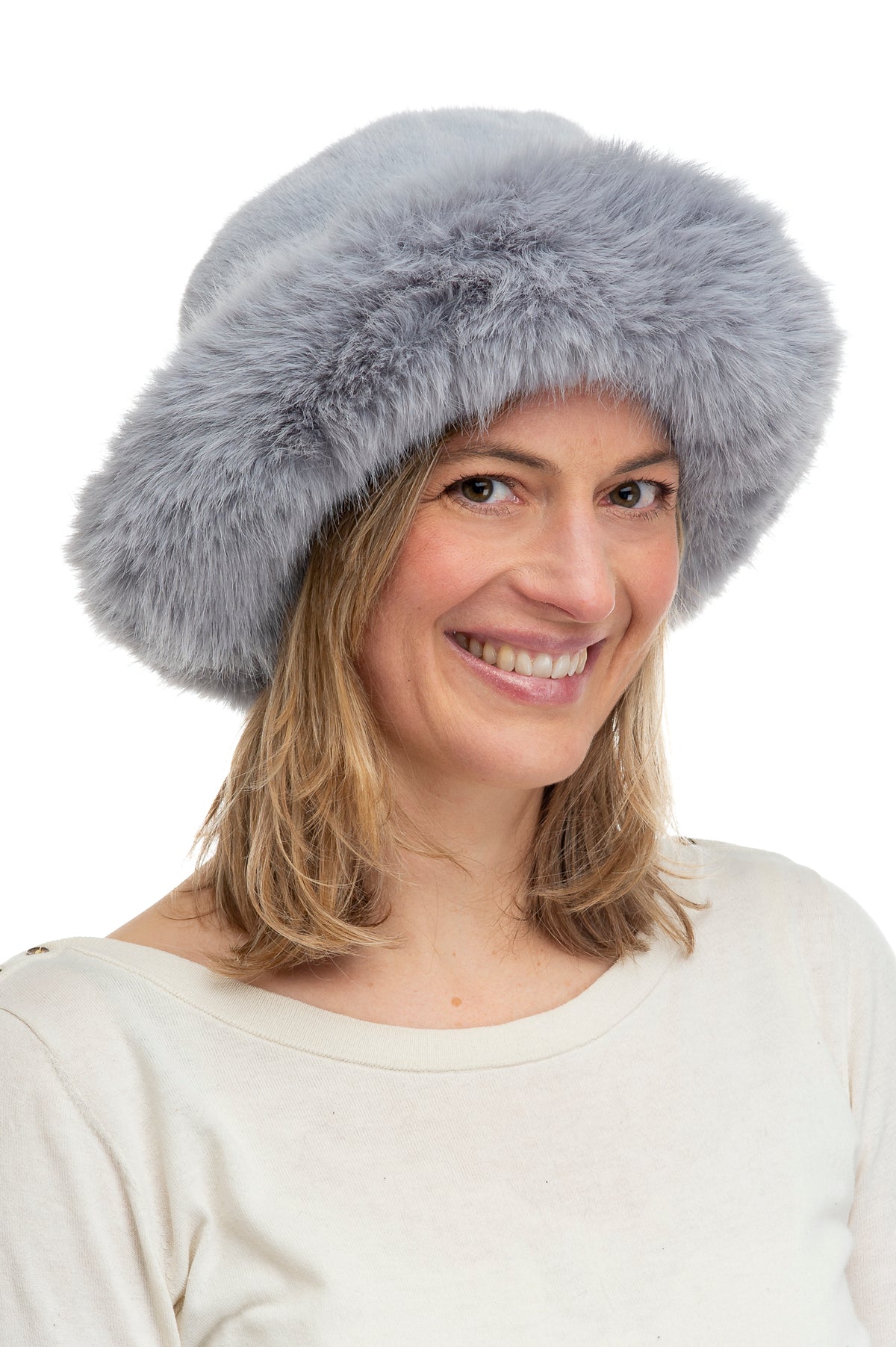 Adelina Grey Faux Fur Paddington Hat