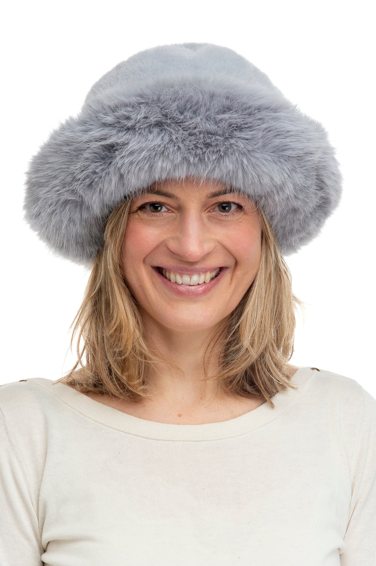 Adelina Grey Faux Fur Paddington Hat