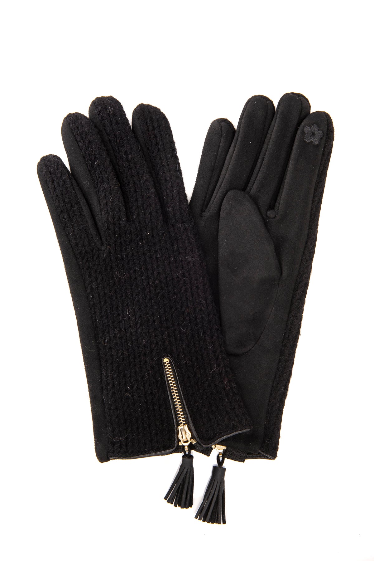 Amadea Black Suedette & Herringbone Glove