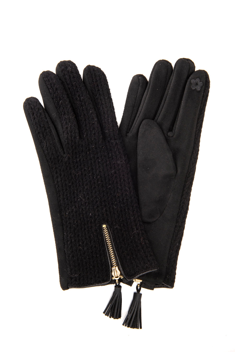 Amadea Black Suedette & Herringbone Glove