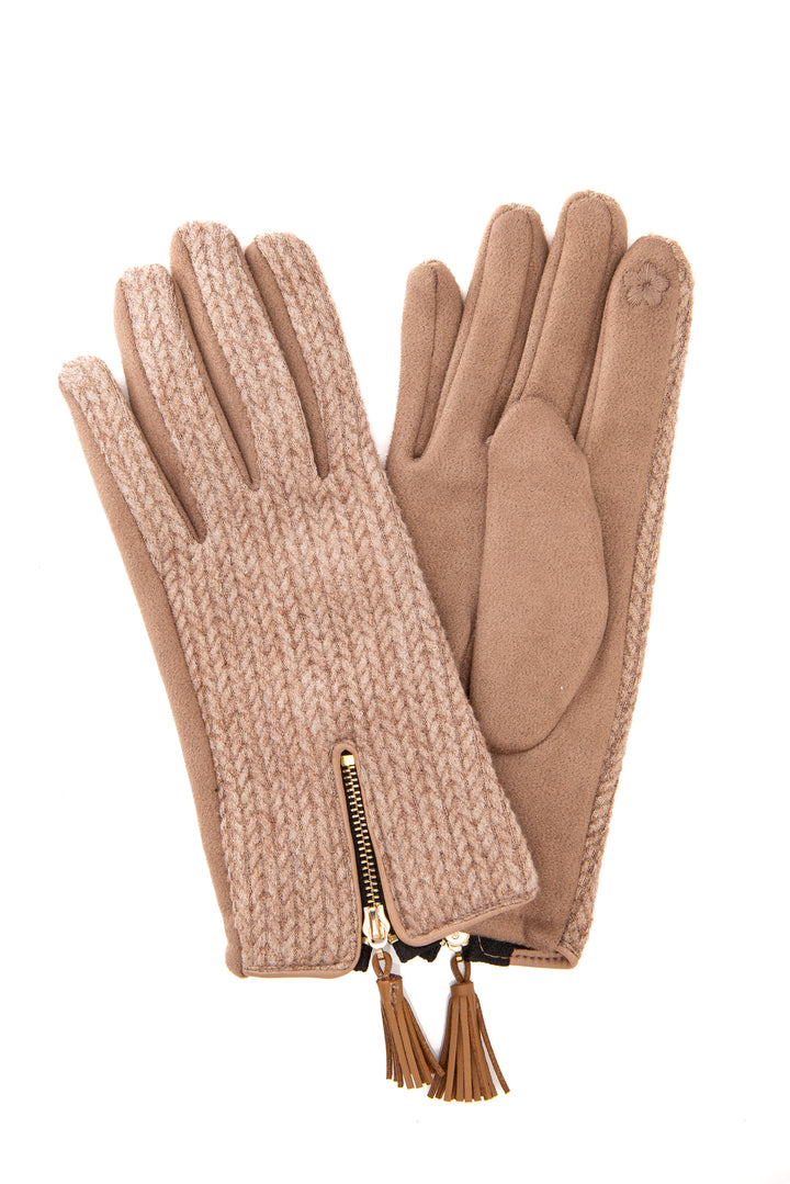 Amadea Mocha Suedette & Herringbone Glove