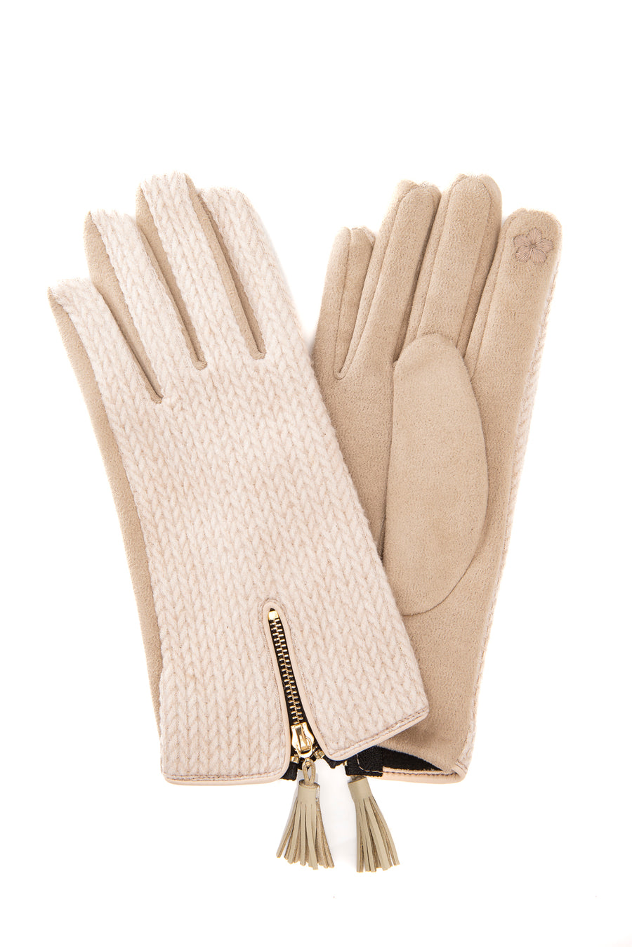 Amadea Beige Suedette & Herringbone Glove