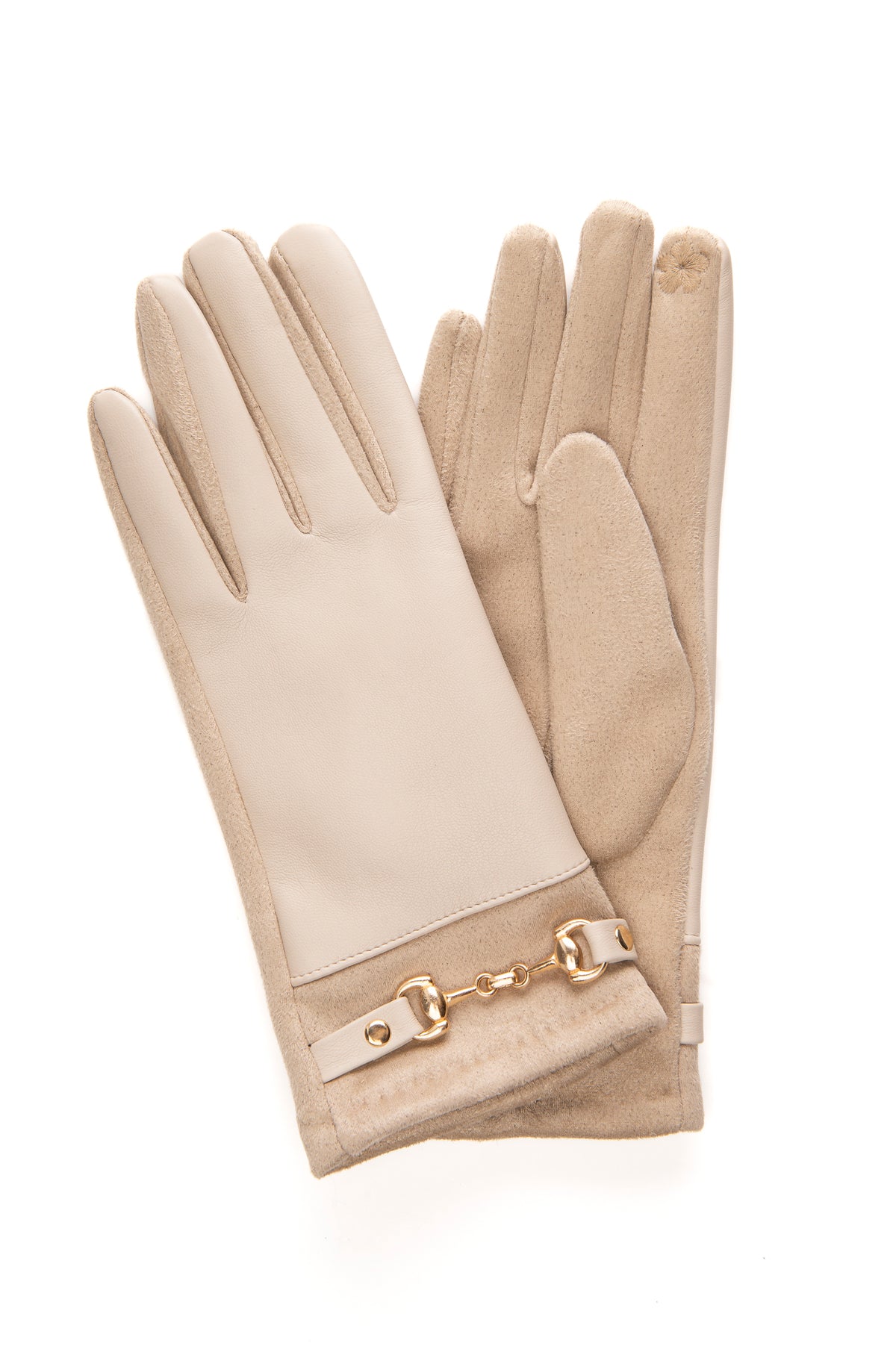 Eleonora Beige Snaffle Faux Leather Glove