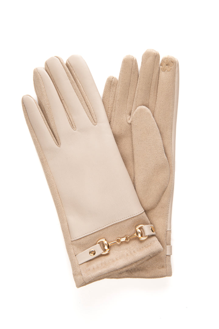 Eleonora Beige Snaffle Faux Leather Glove