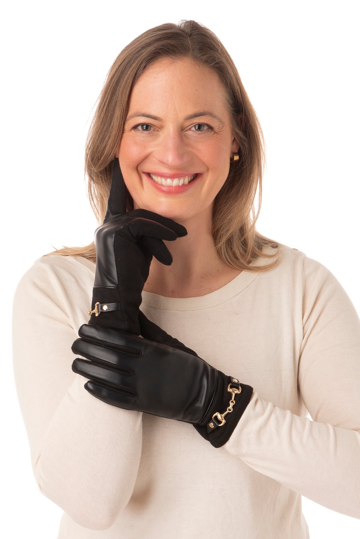 Eleonora Black Snaffle Faux Leather Glove