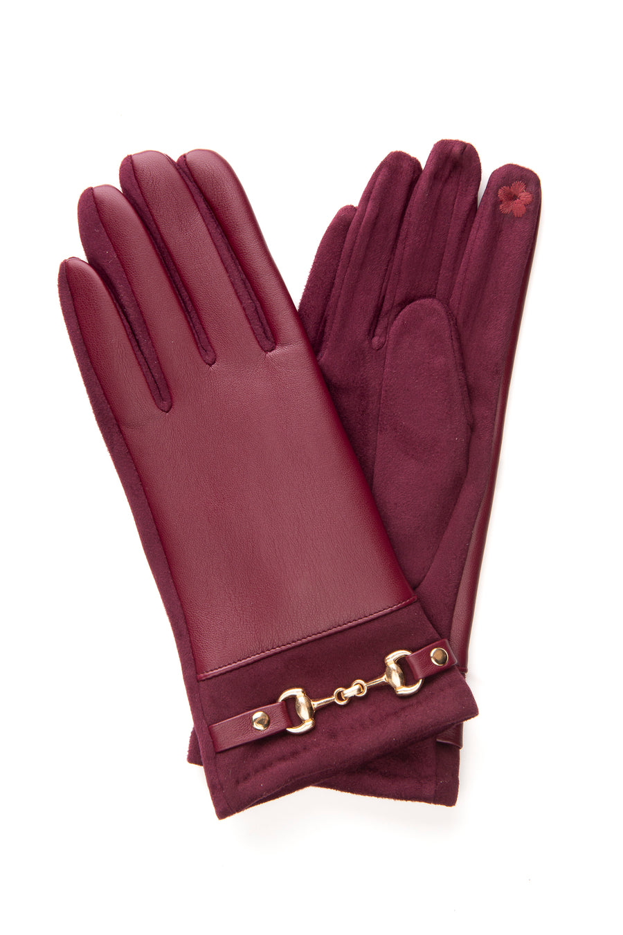 Eleonora Burgundy Snaffle Faux Leather Glove
