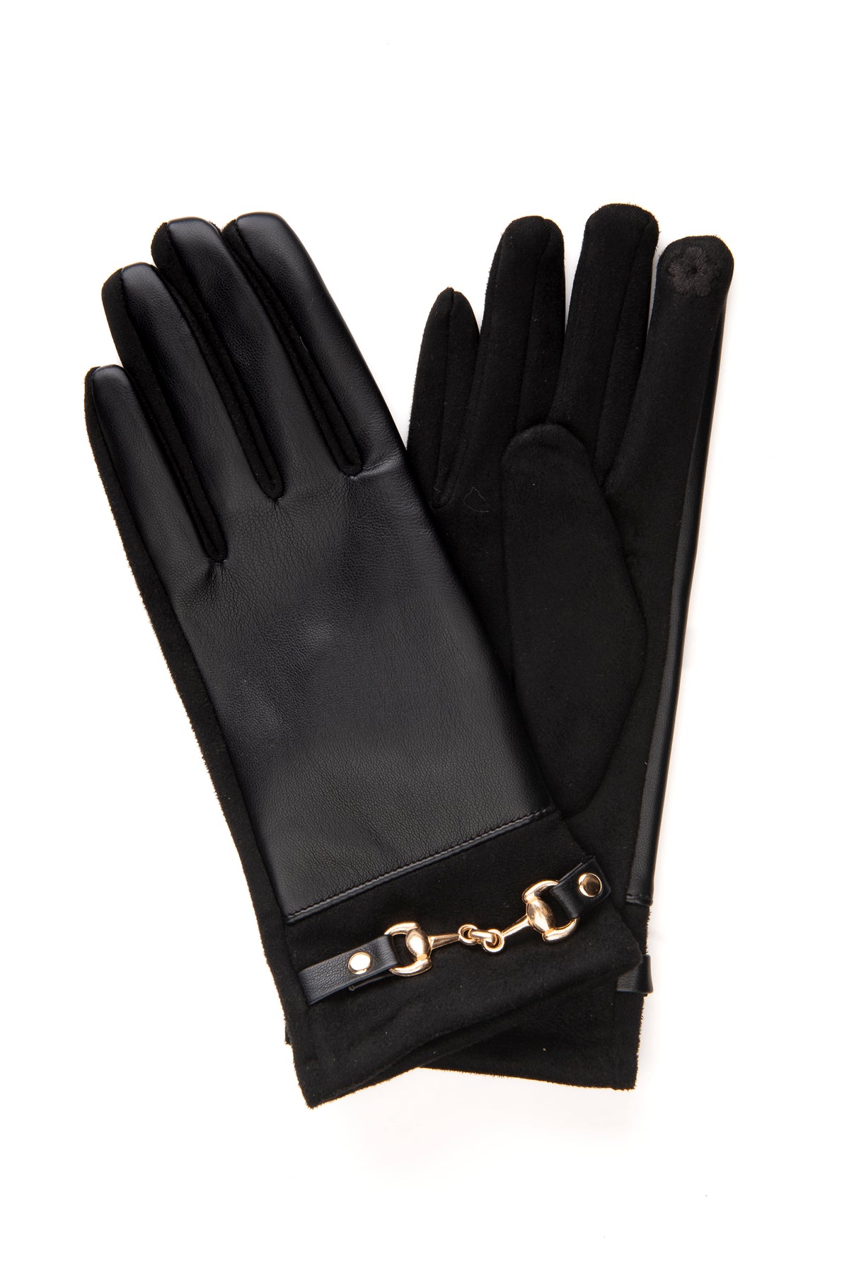 Eleonora Black Snaffle Faux Leather Glove