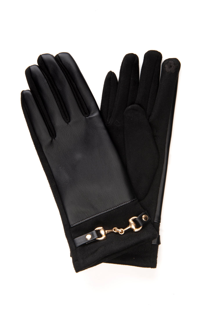 Eleonora Black Snaffle Faux Leather Glove