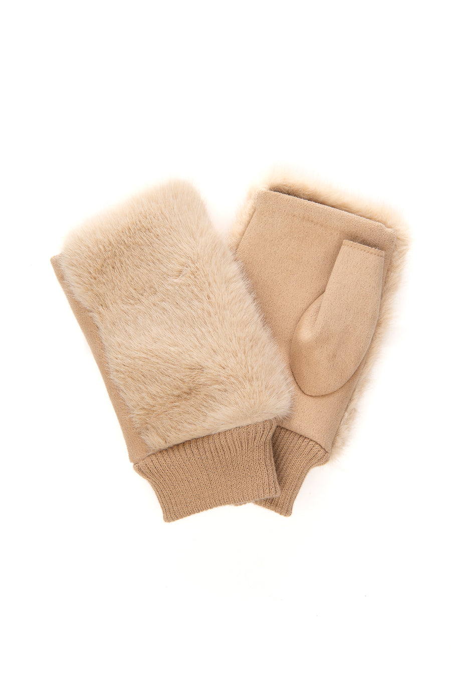 Luna Beige Faux Fur Fingerless Glove