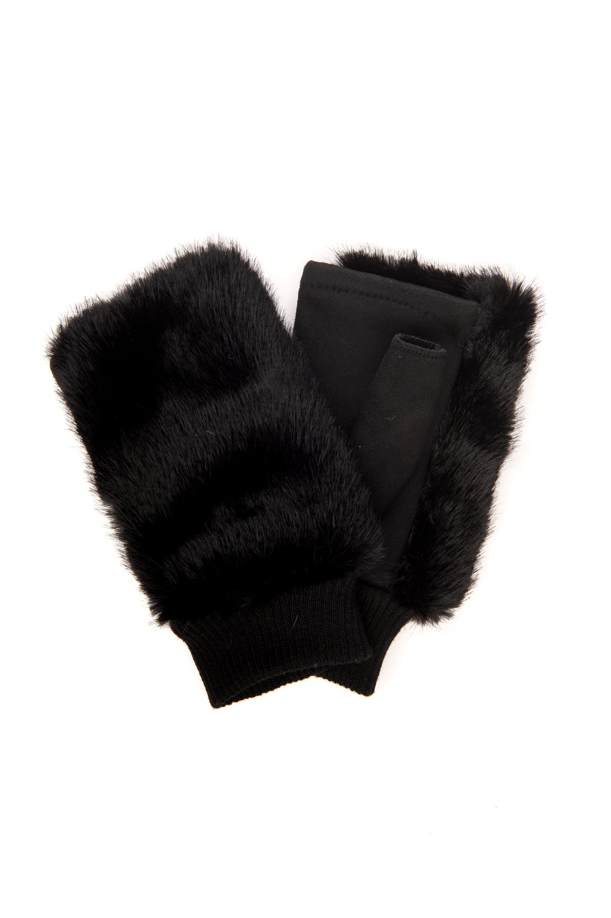 Luna Black Faux Fur Fingerless Glove