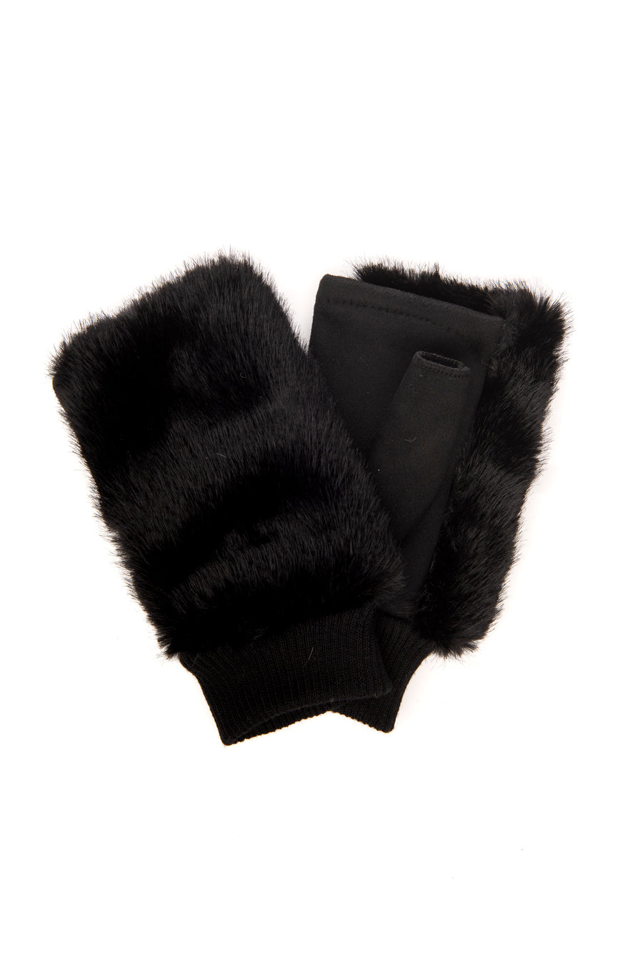 Luna Black Faux Fur Fingerless Glove