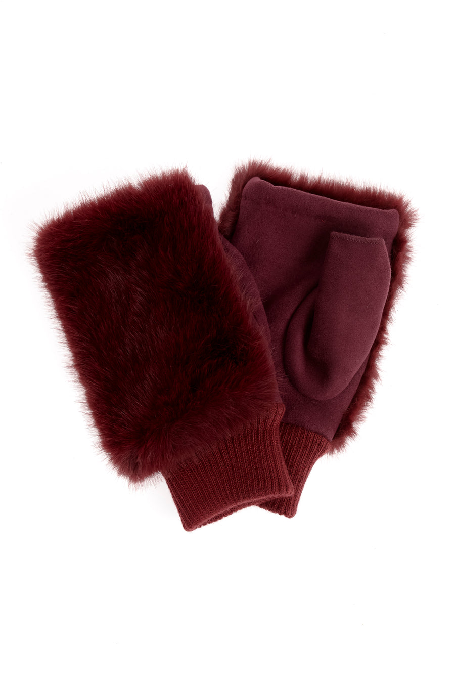 Luna Burgundy Faux Fur Fingerless Glove