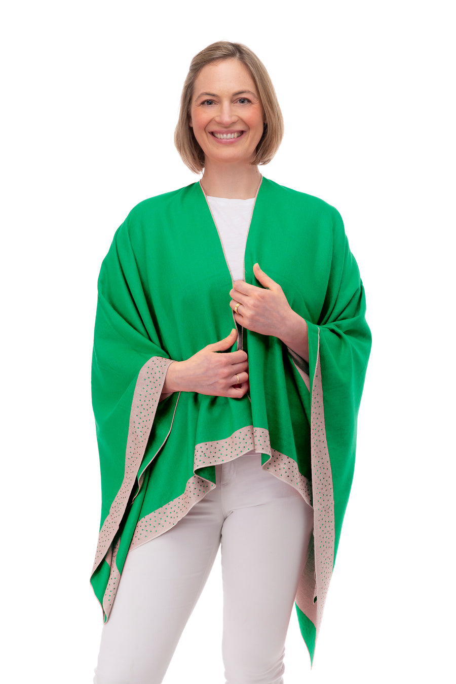 Mia Emerald and Beige diamante trim wrap