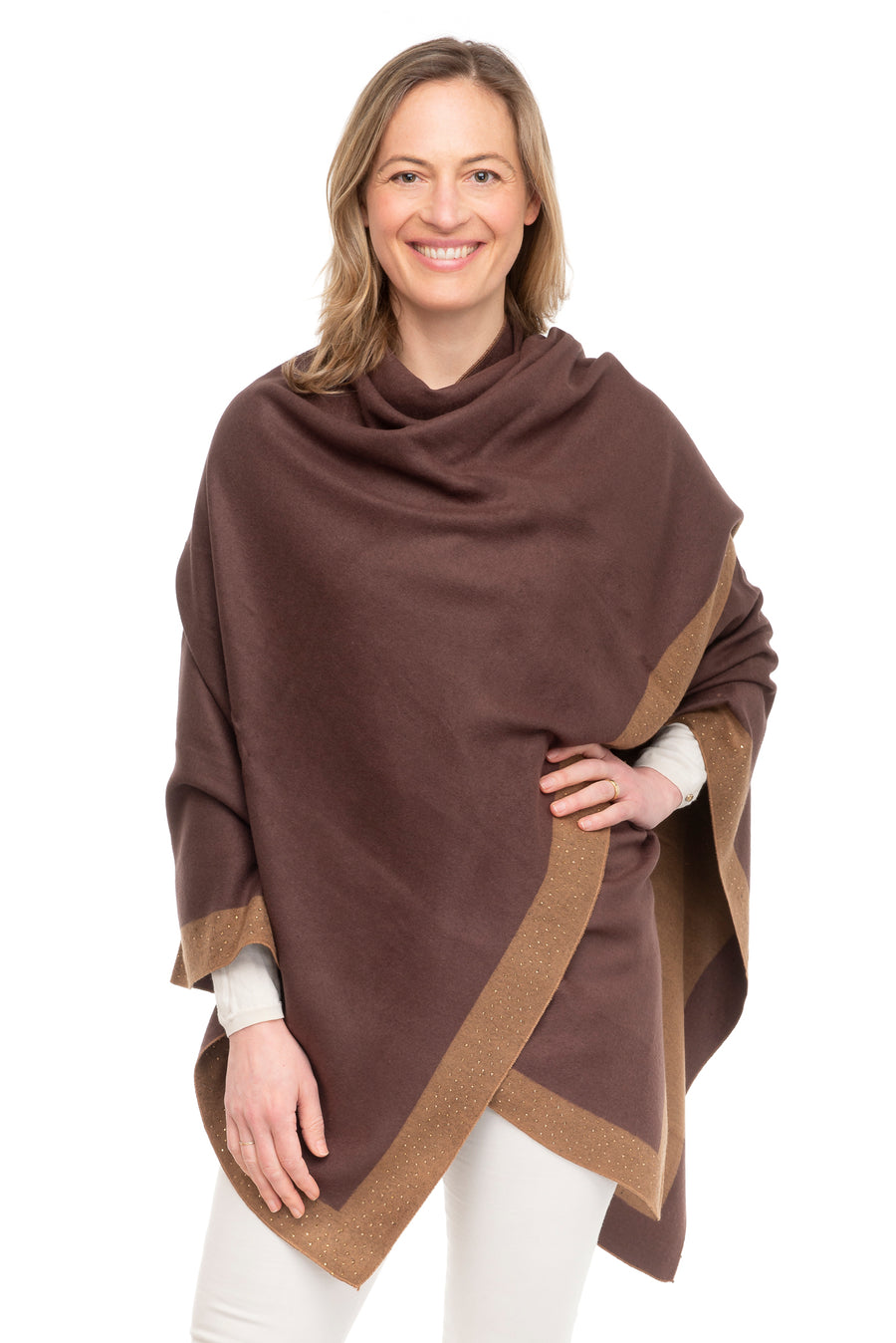 Mia Chocolate and Dark Mocha Crystal Trim Wrap