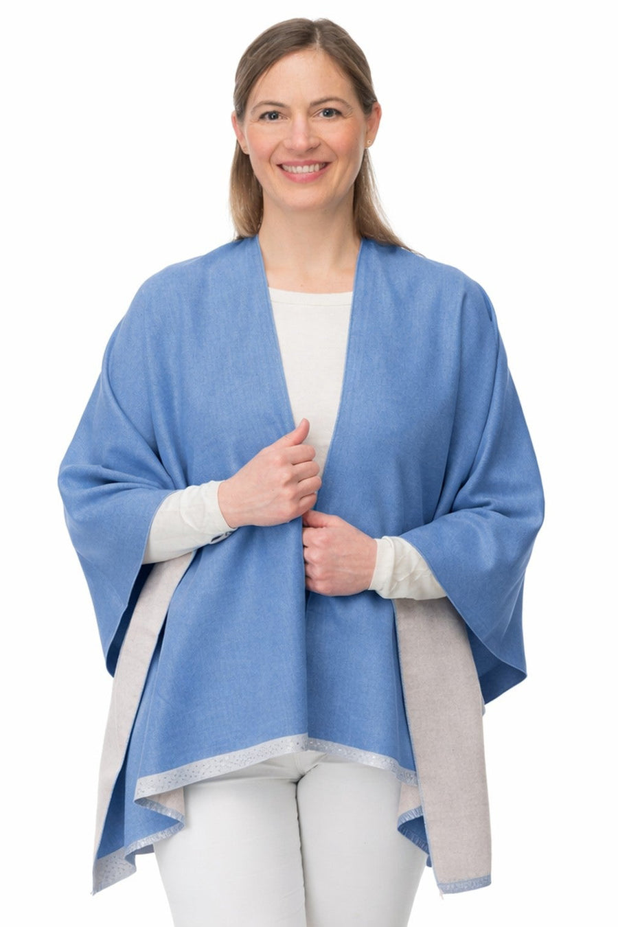 Clara Denim/beige Reversible Wrap