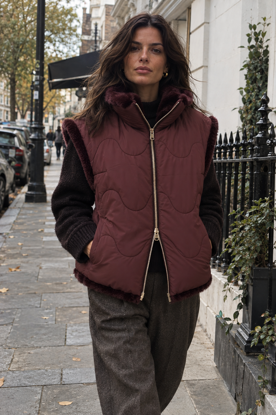 Celine Burgundy Quilted Reversible Gilet