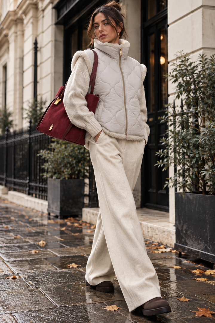 Celine Beige Quilted Reversible Gilet