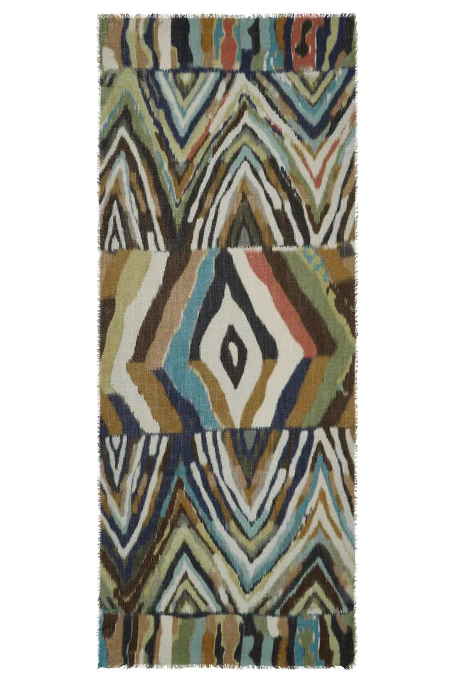 Ikat Rusts Wool Scarf