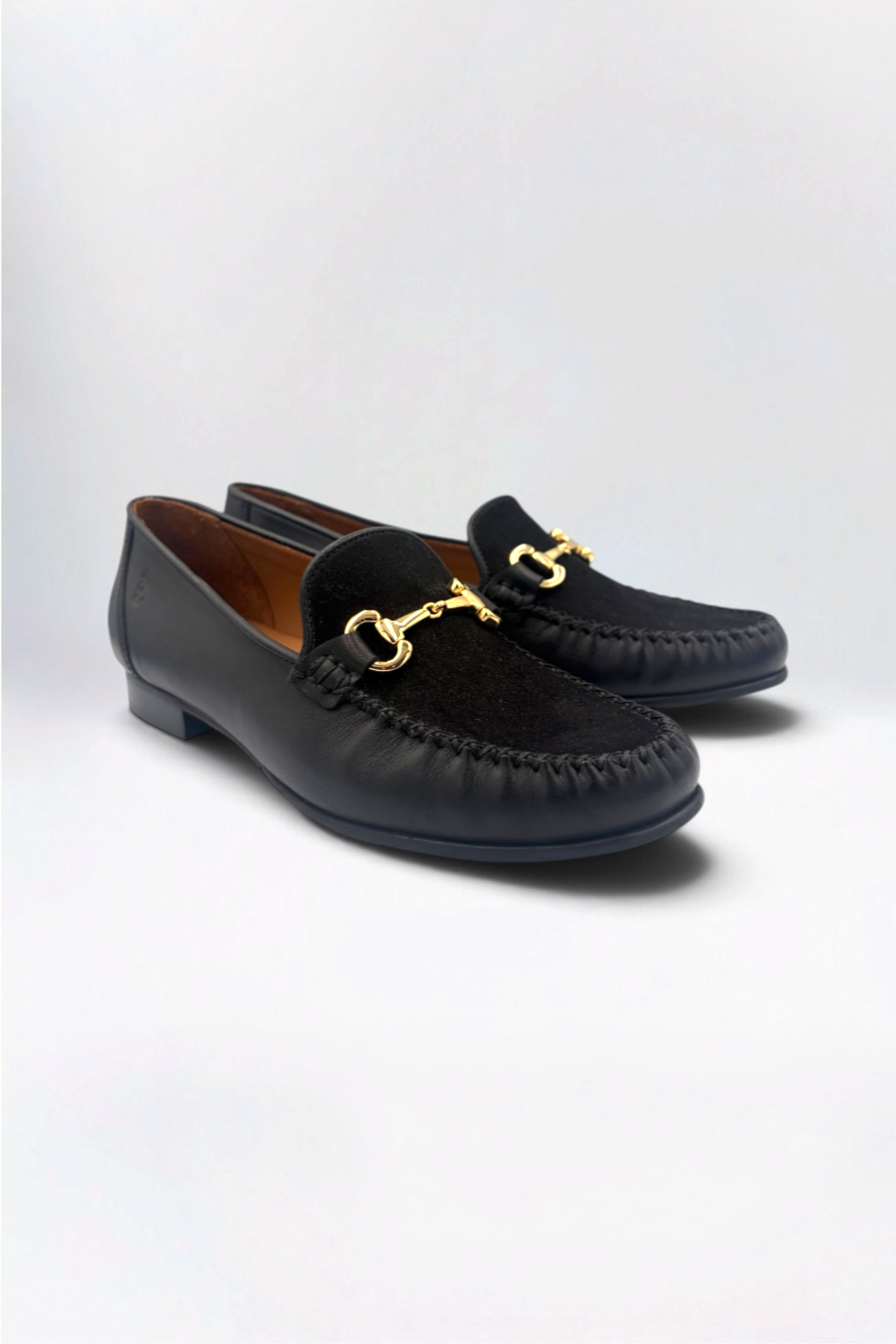 Melody Midnight Black Leather & Suede Snaffle Loafer