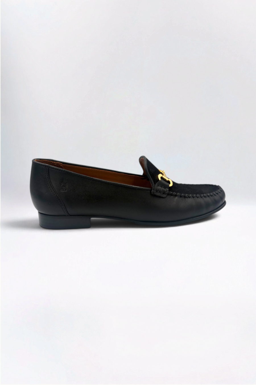Melody Midnight Black Leather & Suede Snaffle Loafer