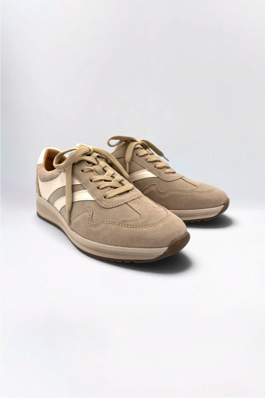 Ally Suede Striped Trainer Winter Taupe
