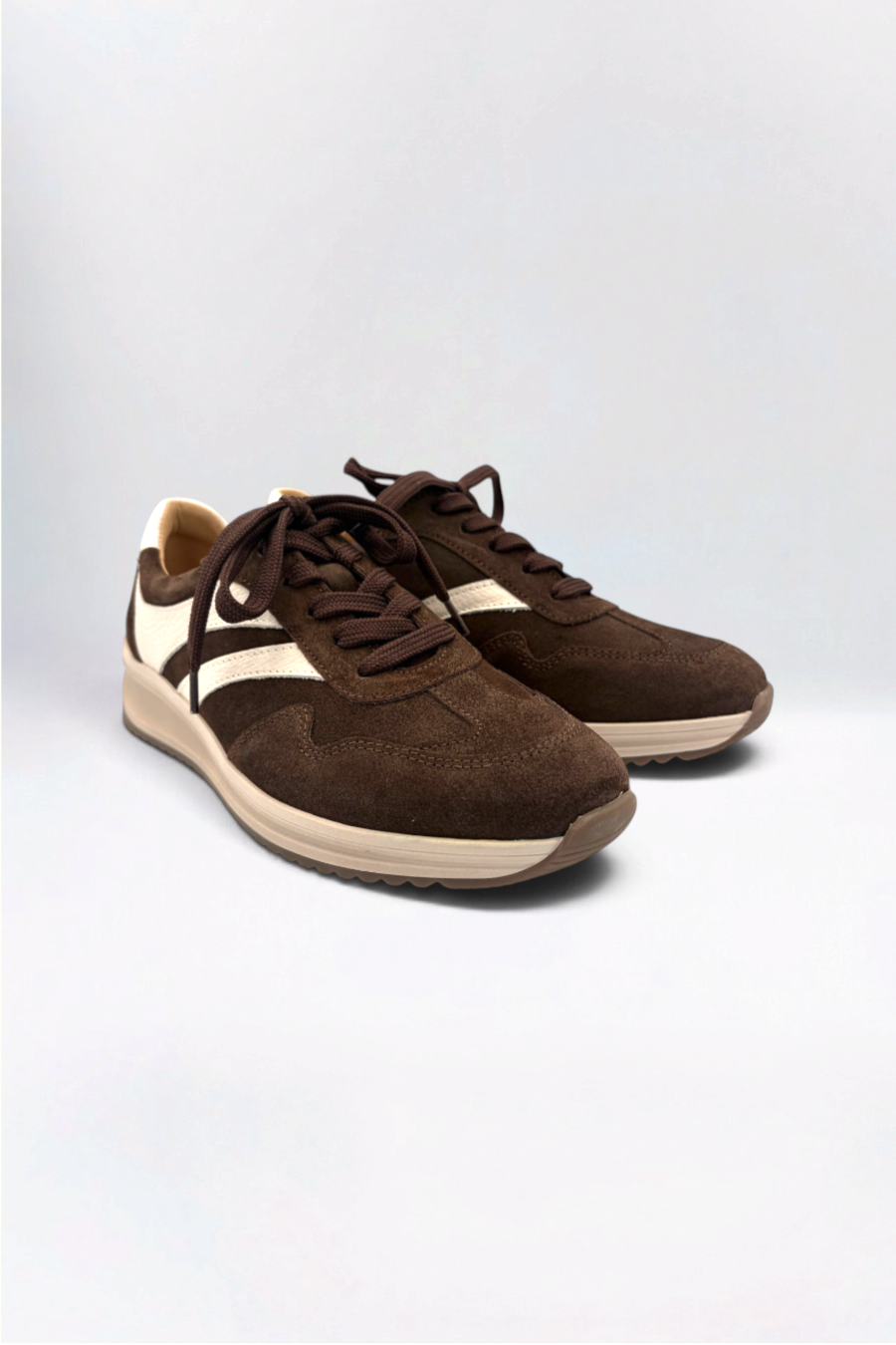 Ally Suede Striped Trainer Classic Chocolate