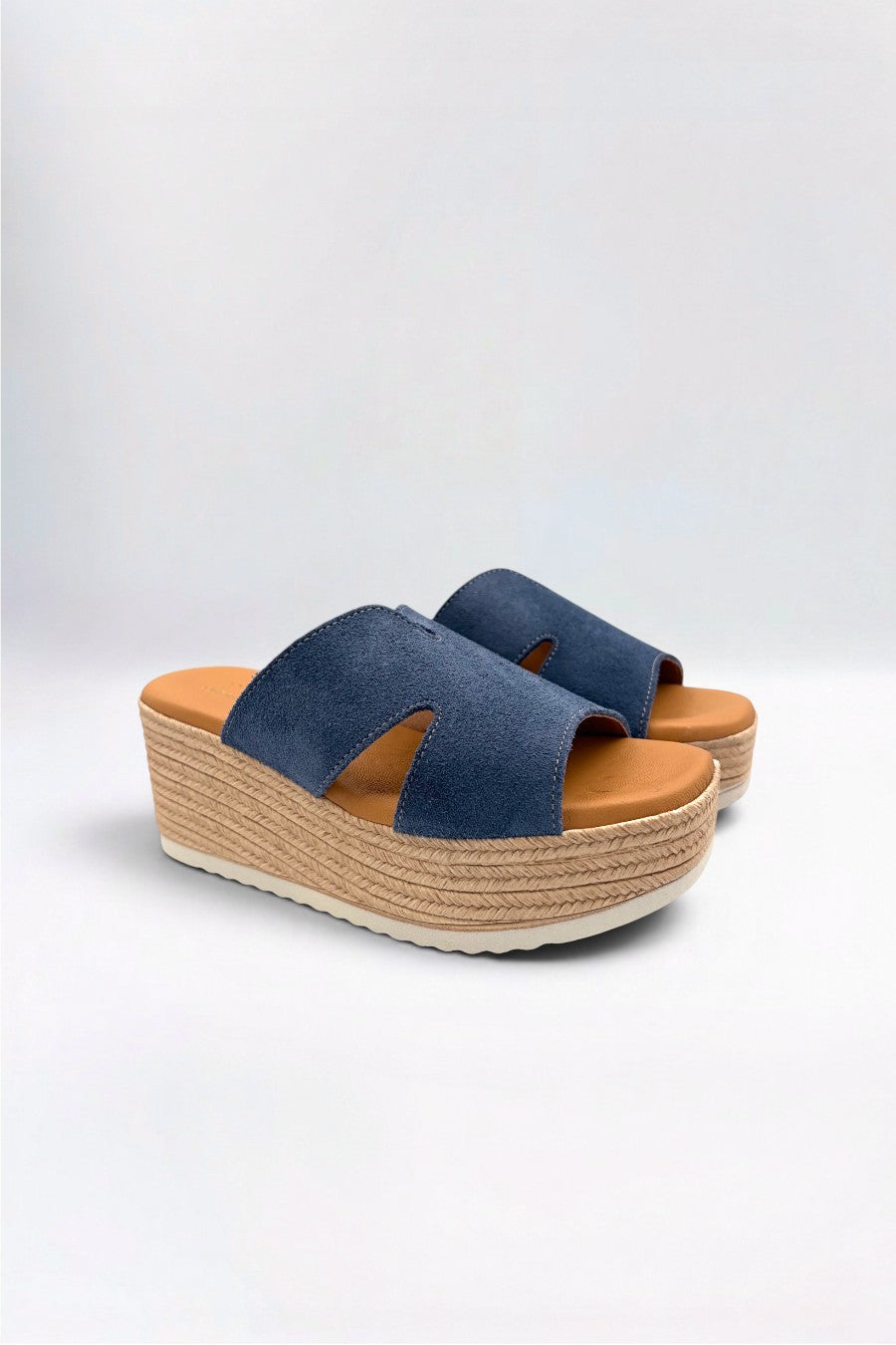 Doya Wedge Denim Blue Suede