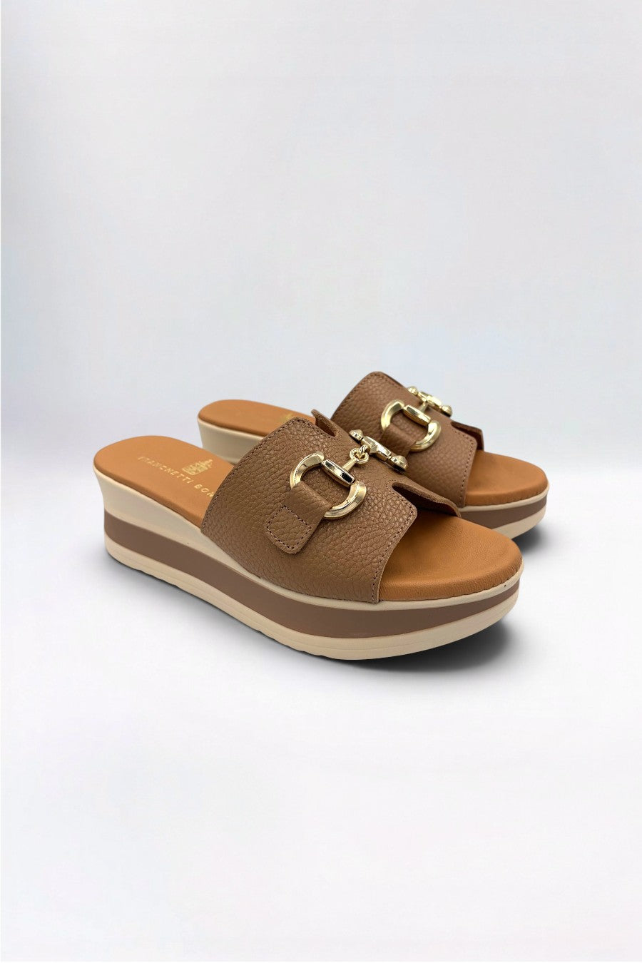 Dasha Wedge Slider Timeless Taupe Leather