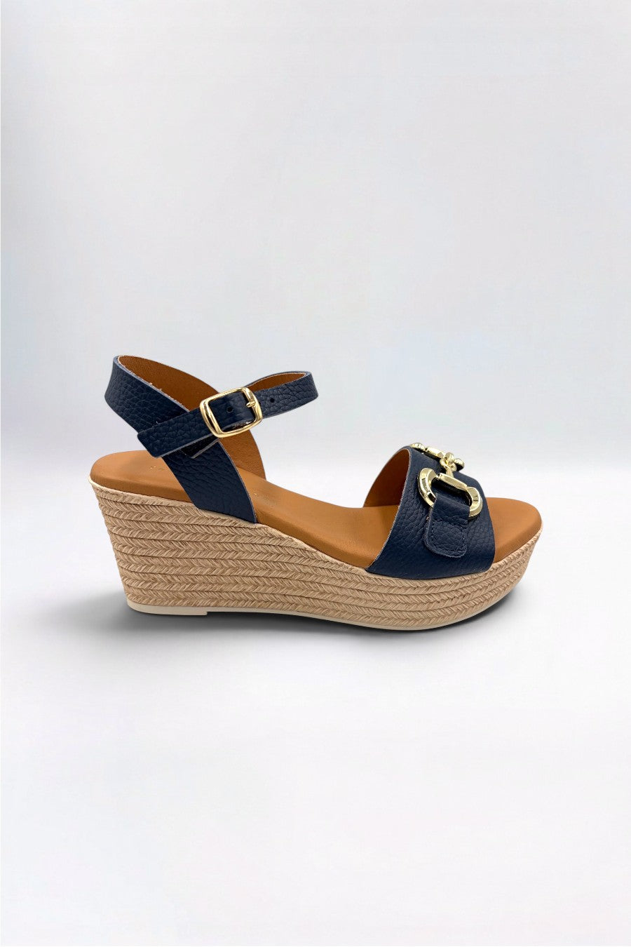 Charlie Wedge Sandal Rich Navy Leather