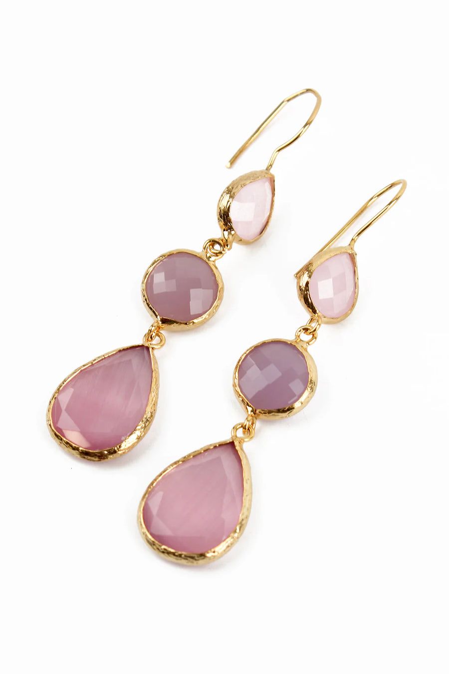 Pink Triple Drop Earrings