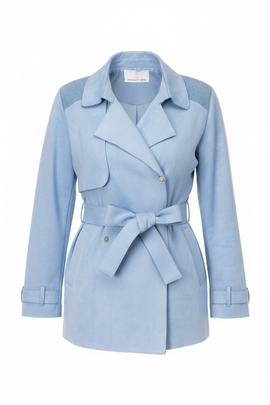 Matilde Sky Blue Suedette Trench Jacket