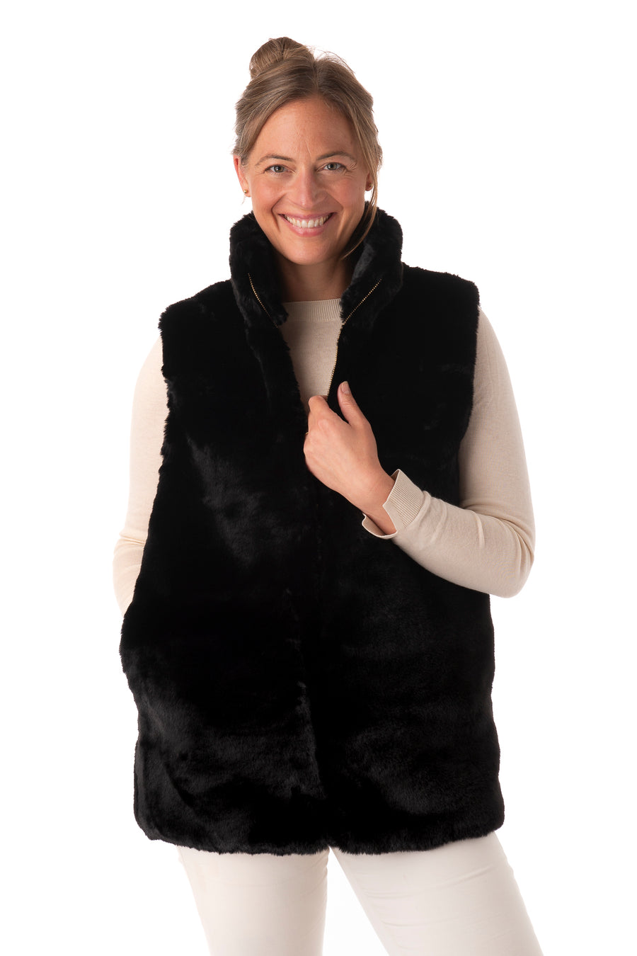 Cienna Midnight Black Faux Fur Gilet