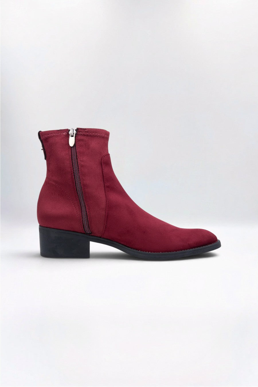 Trento Beautiful Burgundy  Suedette Zipped Ankle Boot