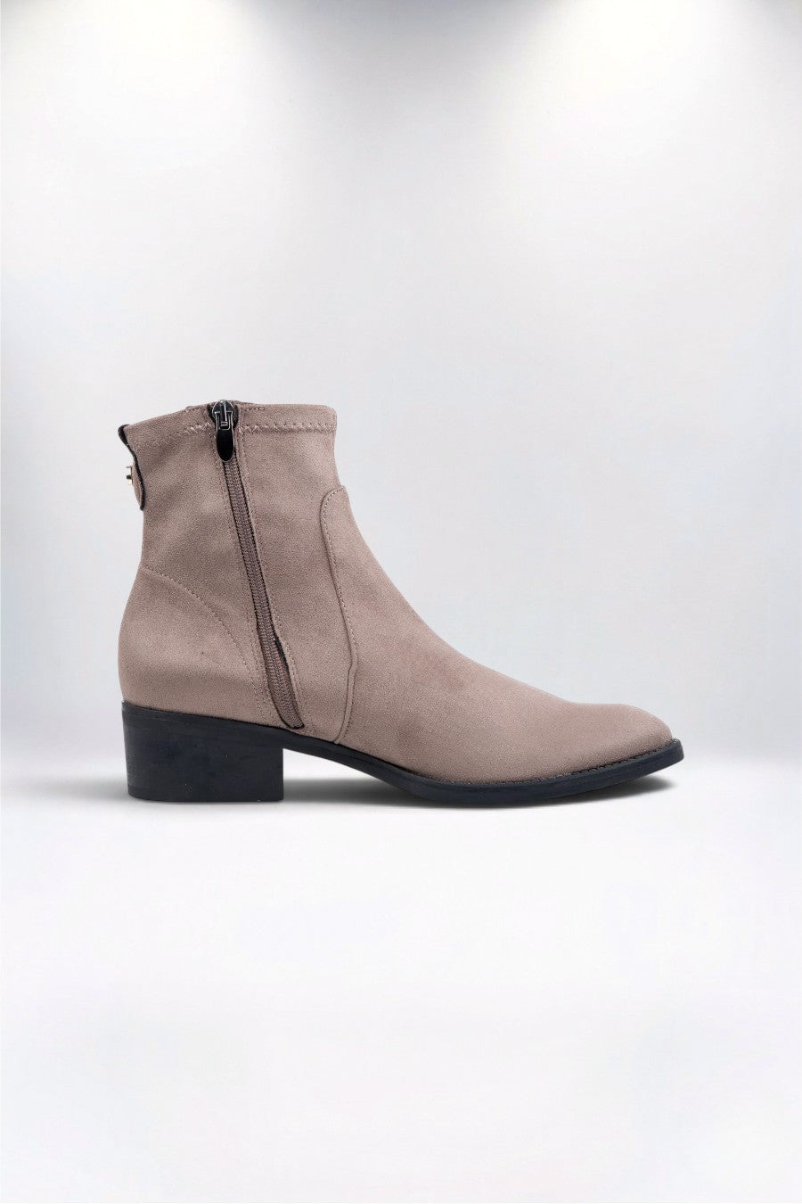 Trento Timeless Taupe Suedette Zipped Ankle Boot