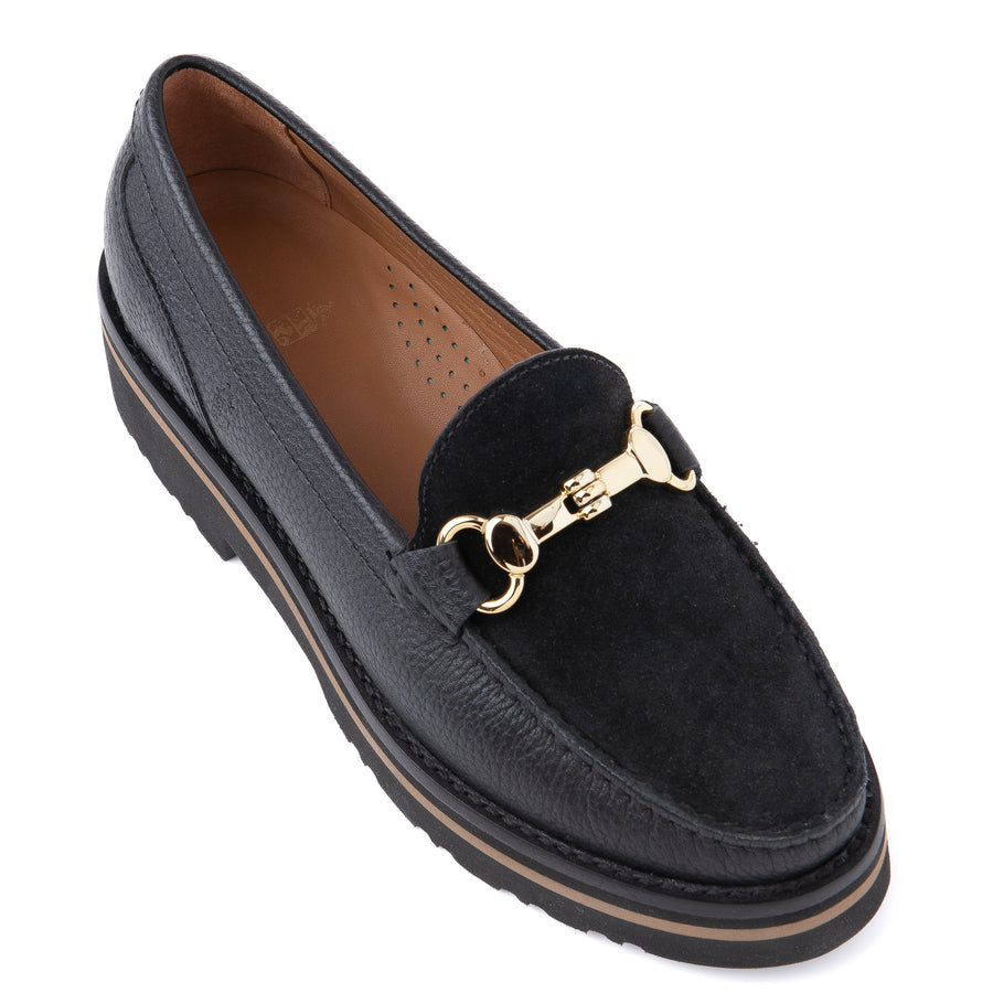 Ella Black Suede Top Chunky Loafer