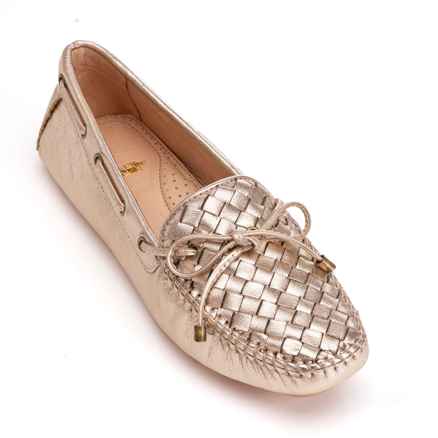Evie Gold Woven Driving Shoe