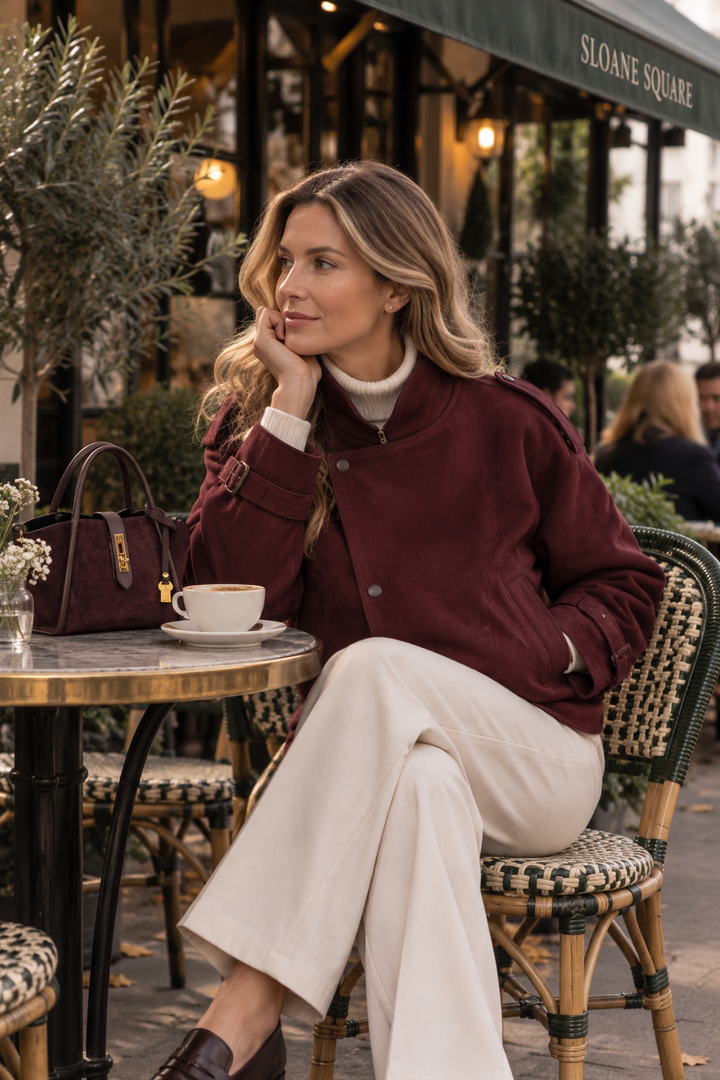 Julia Burgundy Suedette Cross Over Jacket