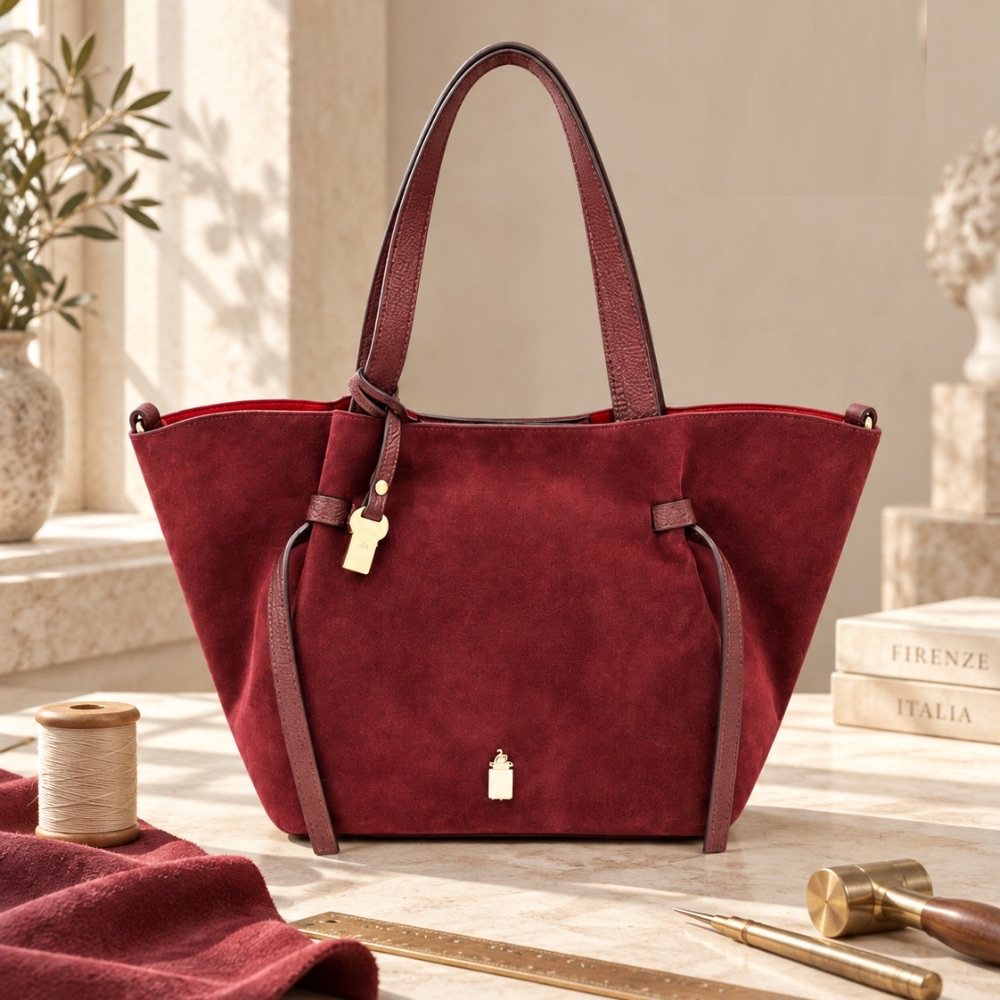 Simona in Beautiful Burgundy, front view