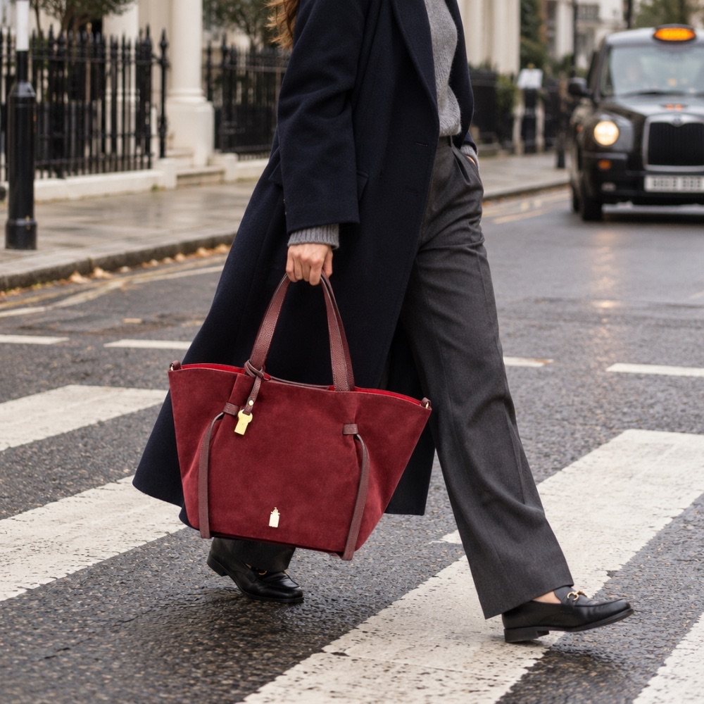 Simona in Beautiful Burgundy carried in the hand