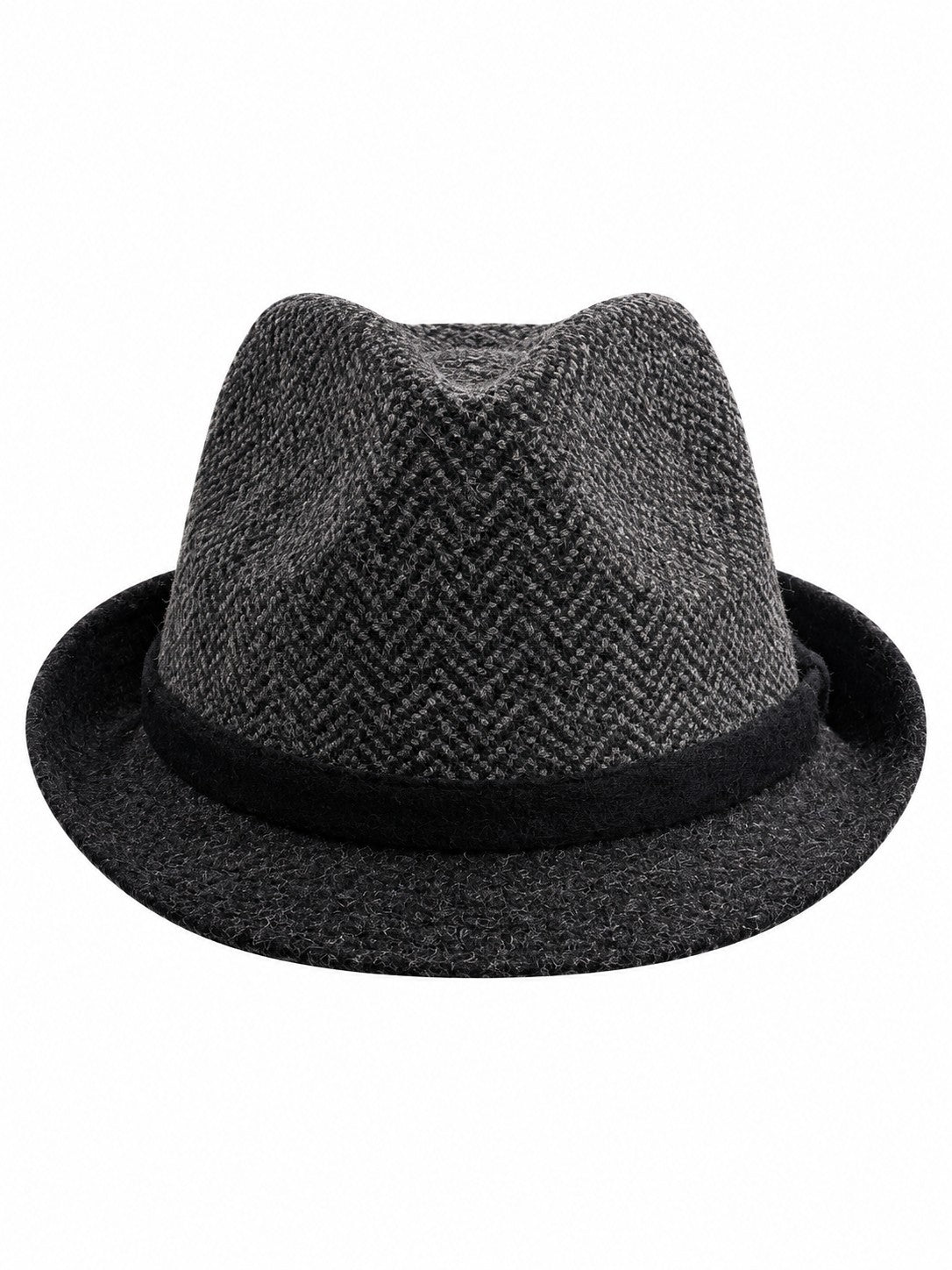 Silvia Midnight Black Herringbone Fedora Hat