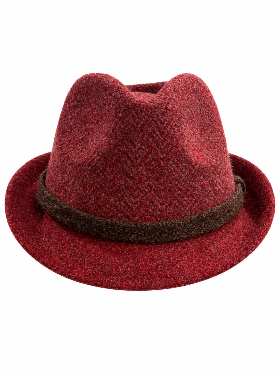 Silvia Beautiful Burgundy Herringbone Fedora Hat